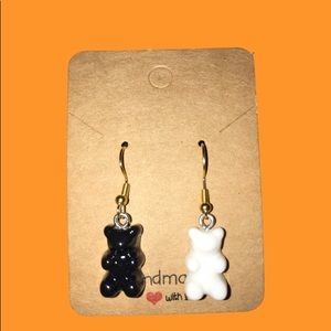 Black and white gummy bear earrings non-tarnish.